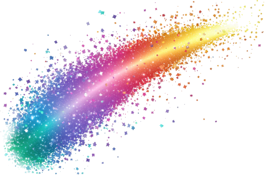 Vibrant multicolored comet streaks across a starry night sky, creating a mesmerizing celestial display of cosmic beauty and wonder. png