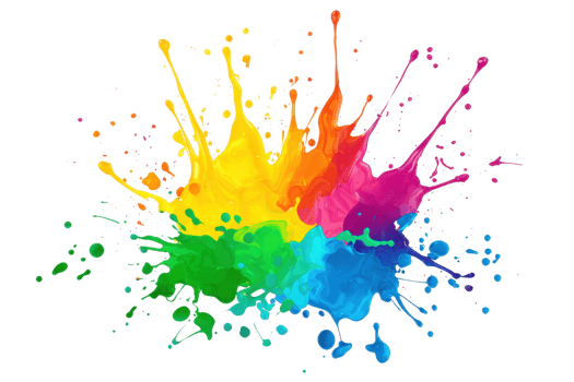 Vibrant paint splash featuring a rainbow of colors, symbolizing creativity, art, and expression. Perfect for design and artistic inspiration. png