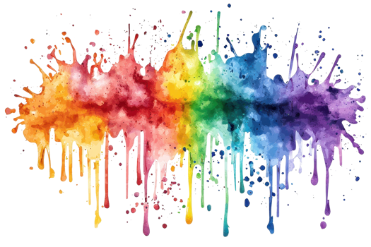Vibrant splash of rainbow colors in dynamic abstract art, capturing the essence of creativity and movement in a stunning visual display. png