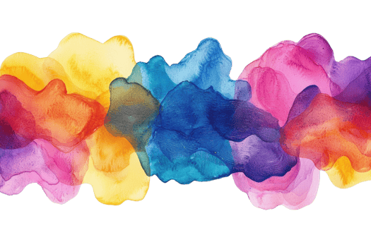 Vibrant watercolor splash with a rainbow gradient, perfect for artistic backgrounds and creative projects. Abstract and colorful design. png