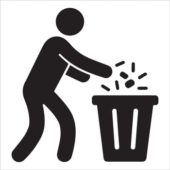 A black silhouette of a man with a basket and a flag . vector