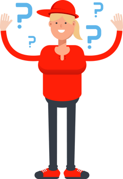 Girl Character and Question Marks png