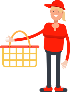 Girl Character Holding Shopping Basket png