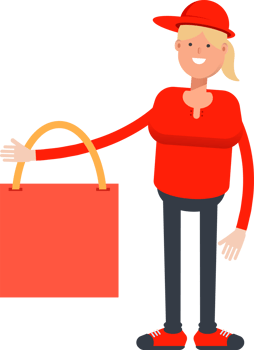 Girl Character Holding Shopping Bag png