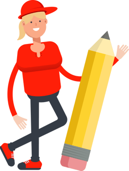 Girl Character and Pencil png