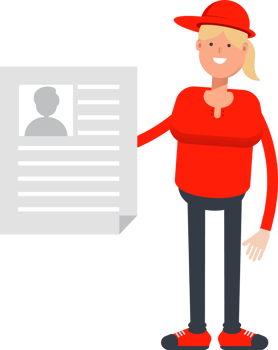 Girl Character Holding Job Application Document png