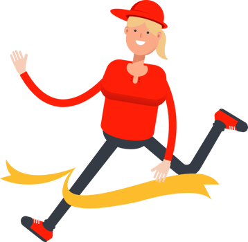 Girl Character Running at Finish Line png