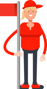 Girl Character Holding Flag Pole Illustration png