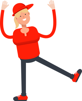 Girl Character Relaxing and Rising Both Hands Illustration png