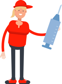 Girl Character Holding Medical Syringe Illustration png