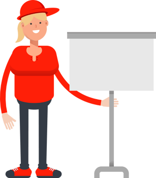 Girl Character Presenting Whiteboard png