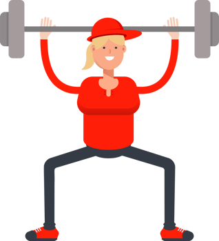 Girl Character Lifting Barbell png