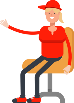 Girl Character Sitting on Office Chair png