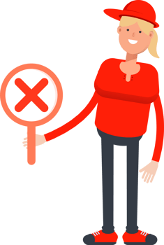 Girl Character Showing Wrong Mark png