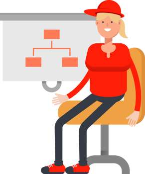 Girl Character Presenting Organization Chart png