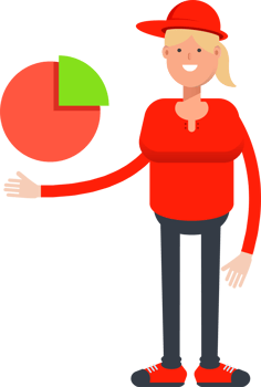Girl Character Holding Pie Chart png