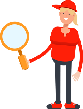 Girl Character Holding Magnifier png