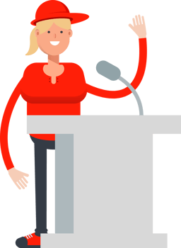 Girl Character Speaking on Podium png