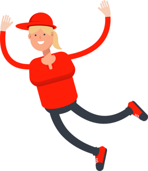 Girl Character Relaxing and Jumping Illustration png
