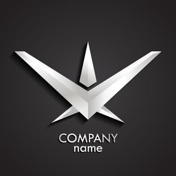 3d silver rank award logo design vector