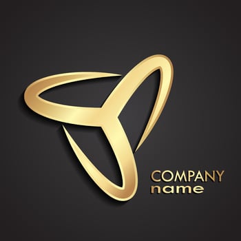 3d golden modern shape logo design vector
