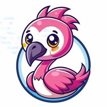 a cartoon pink flamingo bird with a big head vector