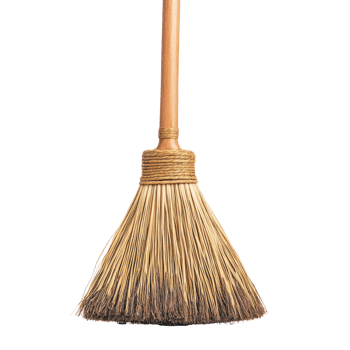 Traditional Straw Broom with Wooden Handle, Eco-Friendly Handmade Rustic Sweeping Tool on Transparent Background png