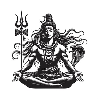 Mahakal Illustration Lord Shiva Art Mahashivratri Special Har Har Mahadev Free Hindu God Silhouette Tattoo vector
