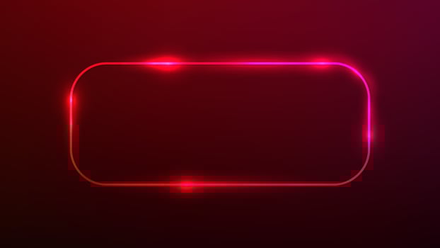 Neon rounded rectangle frame with shining effects vector