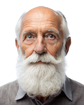 Mature Gentleman with White Hair and Beard Outdoors png