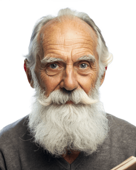 Distinguished Elderly Gentleman with White Hair Close-Up png