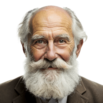 Warm Grandfather with White Beard and Soft Smile png
