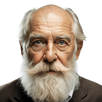 Senior Gentleman with White Hair and Beard in Portrait png