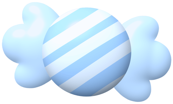 Sky blue candy 3D cute hand drawn puffy stickers png