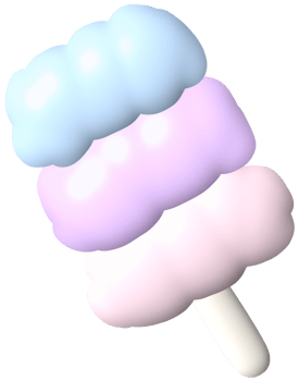 Cotton candy 3D cute hand drawn puffy stickers png