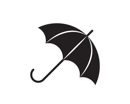 Umbrella icon . Rain protection. Concept for insurance company. Black and white silhouette flat design vector