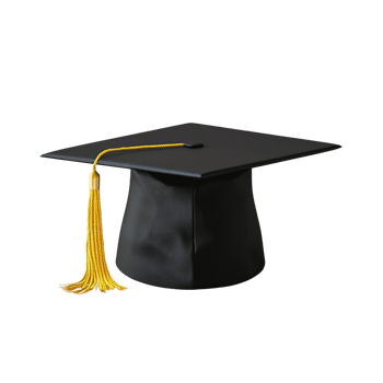 Black Graduation Cap with Yellow Tassel png