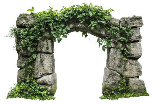 Ancient Stone Archway with Ivy and Moss png