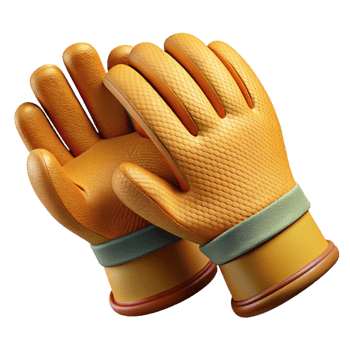 3D Render of Yellow Work Gloves png