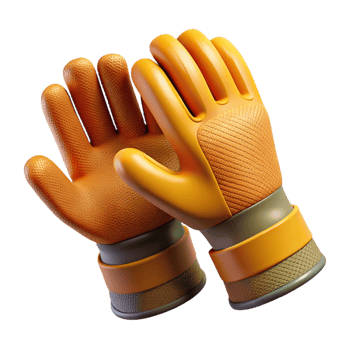 3D Render Orange Gloves Illustration png
