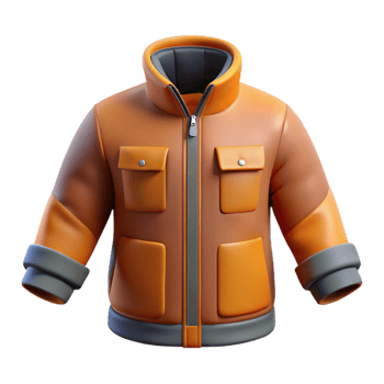 3D Render Orange Winter Jacket Illustration png
