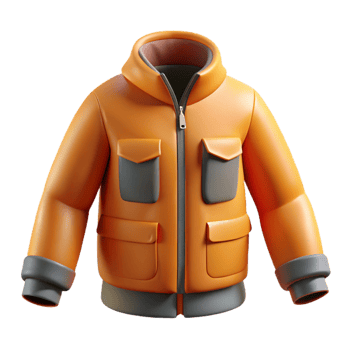 Orange 3D Render of a Winter Jacket png