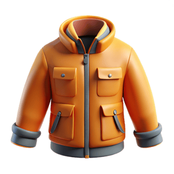 3D Render Orange Winter Jacket Illustration png