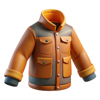 3D Render Orange Jacket Illustration png