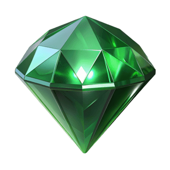 Luminous Green Gem 3D Render png