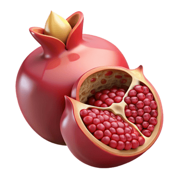 3D Pomegranate Illustration, Juicy Red Seeds png