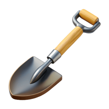 3D Render of a Small Shovel png