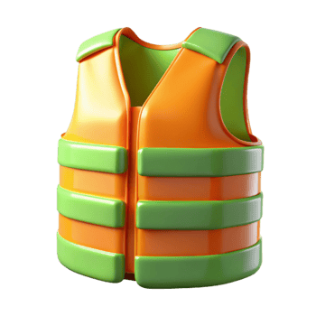 Orange and Green Life Vest 3D Render png