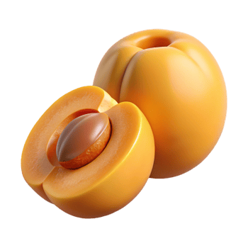 3D Render of Ripe Apricots, Halved Fruit png