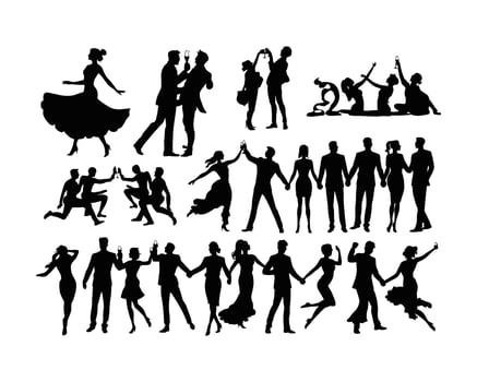 Fun People Celebration Silhouettes Collection Template vector
